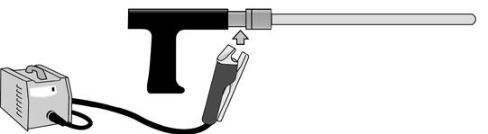 Installare l accessorio sulla pistola Easy gun, quindi connettere la pinza di contatto