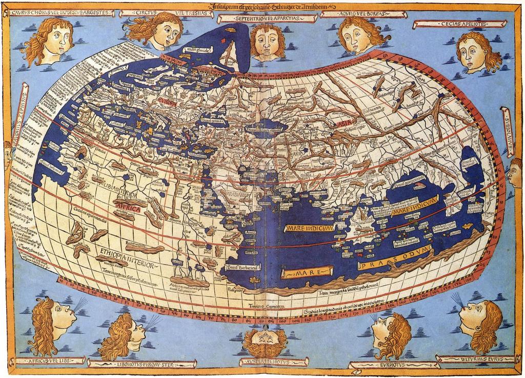 Il planisfero agli inizi del XV sec Ecco una mappa utilizzata PRIMA delle principali scoperte geografiche che studieremo 1) Che differenza vedi con le mappe precedenti a T-O?