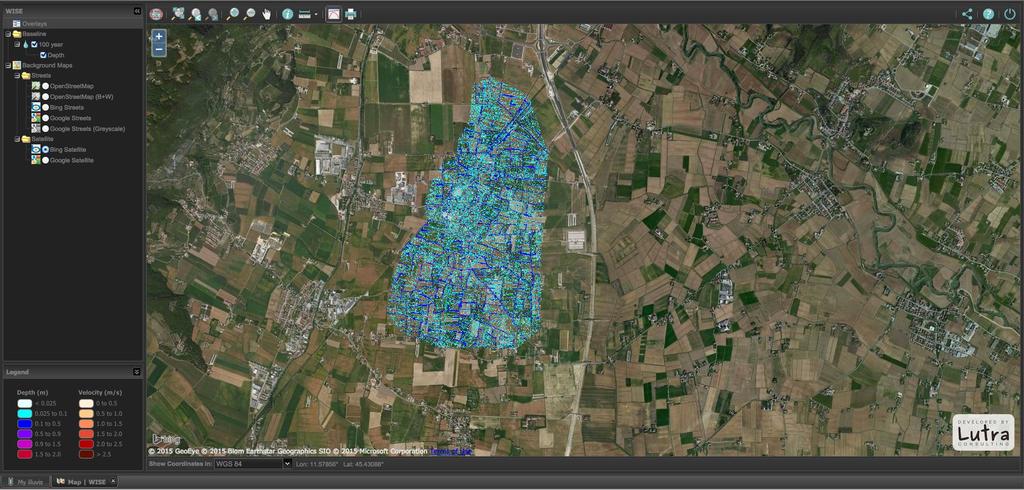 MAPPA DI ESONDABILITÀ SU AREA PILOTA Elaborazione finale Visualizzazione dei dati su