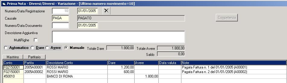 14 Manuale Operativo 1.4.1 Registrazione cumulativa più bonifici La procedura consente di generare un unica registrazione per più bonifici su un'unica banca, in alternativa alla registrazione di un