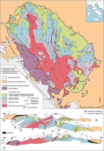 L Unità Autoctono Auct. è costituita da rocce metamorfiche di medio-basso grado, la successione è compresa tra il Cambriano Inf. ed il Miocene Inf.