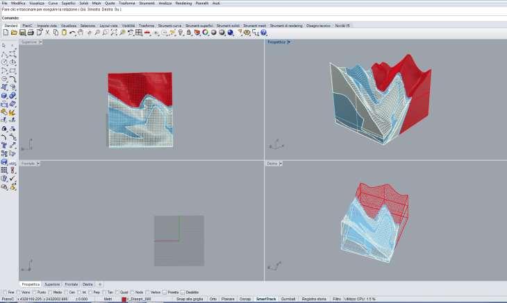 5. 3. Creazione del modello 3D del giacimento Caricamento delle sezioni su software di modellazione 3D (Rhinoceros 5.