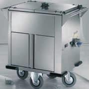 CARRELLO TERMICO PER COMUNITÀ (GN ESCLUSE) Struttura in acciaio inox 18/10 AISI 304 nemente satinato. Vasca stampata antigoccia con pareti e sportelli coibentati per la tenuta del calore.