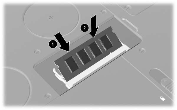 Aggiornamenti hardware Per inserire un modulo di memoria: a. Allineare l'estremità (scanalata) del modulo con il lato dello slot di espansione che presenta una corrispondente sporgenza 1. b.