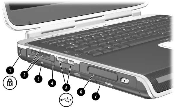 Componenti hardware Componenti del lato sinistro 1 Componente Descrizione 1 Attacco per cavo di sicurezza Consente di collegare un cavo di sicurezza opzionale al notebook.