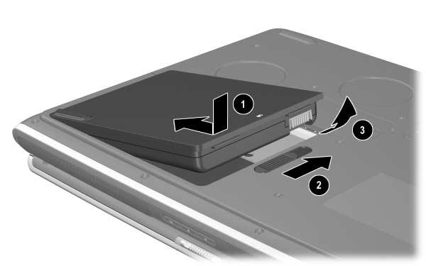 Batterie Inserimento o rimozione della batteria ÄATTENZIONE: quando si deve rimuovere una batteria che costituisce la sola fonte di alimentazione del sistema, conviene attivare la sospensione oppure