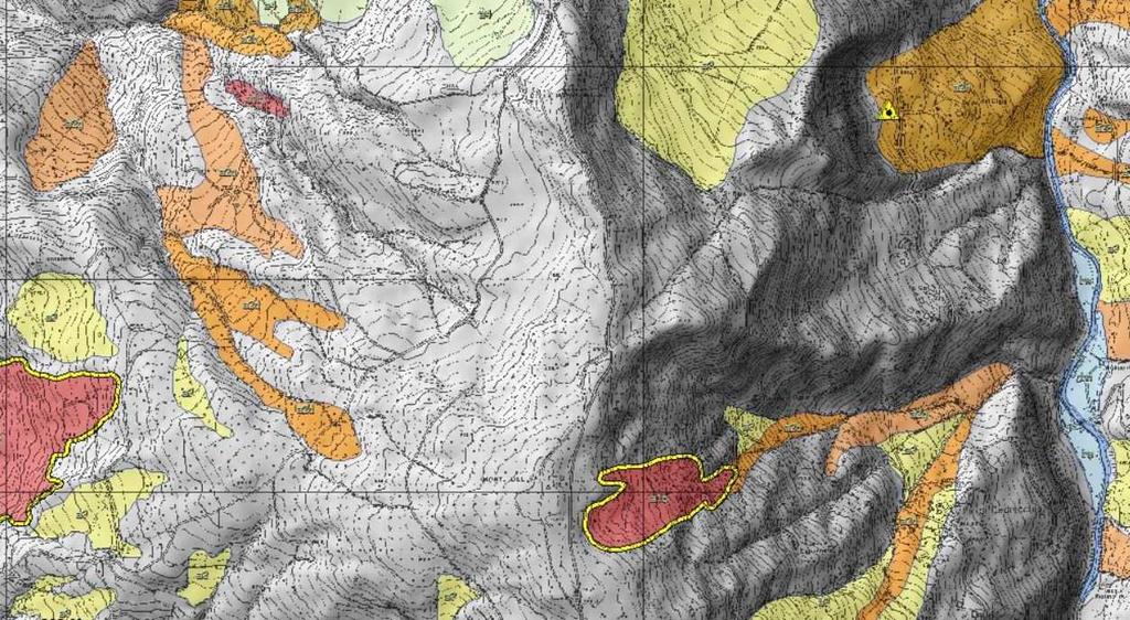 Cartografia del dissesto a cura del Servizio Geologico regionale 7.