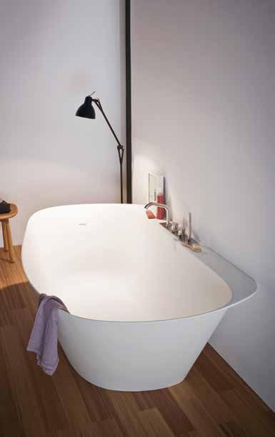 Stylish lines shape the Fonte batthtub made in Korakril, suitable for external Soft Touch lacquering or clay coating.
