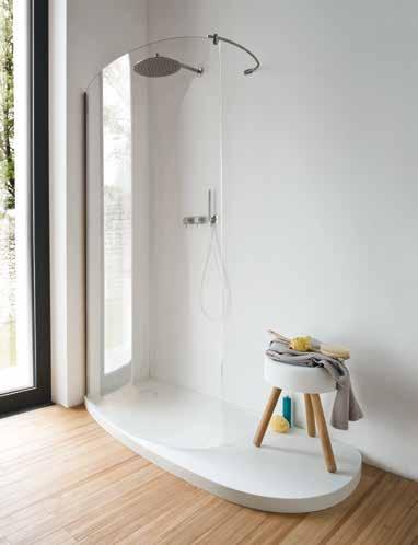 Corian shower tray with specific shower enclosure.