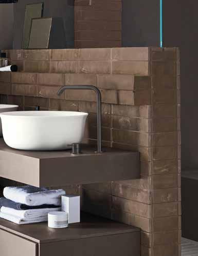 andmade clay bricks, available in a rectangular form, in a C shapes, used to create the shower column, or in a bigger size to