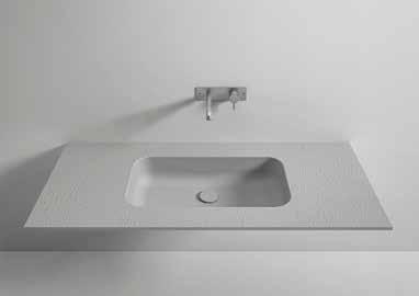 Moulded top with rectangular ammam integrated washbasin, outsandig plug drain included. The top dimensions and the position of the basin are adjustable.