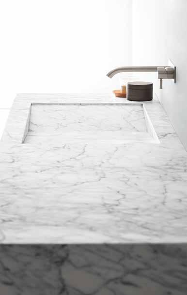 Top marmo marble avabo rettangolare Rectangular washbasin Top realizzato a mano in marmo o granito, la superficie può essere lucida o opaca.