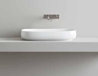 Basin with slim edge, available in three versions: one round and two