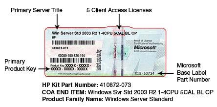 Informazioni aggiuntive Certificato di autenticità IMPORTANTE: Identificare la posizione dell etichetta COA sul server e prendere nota della chiave prodotto per riferimento futuro.
