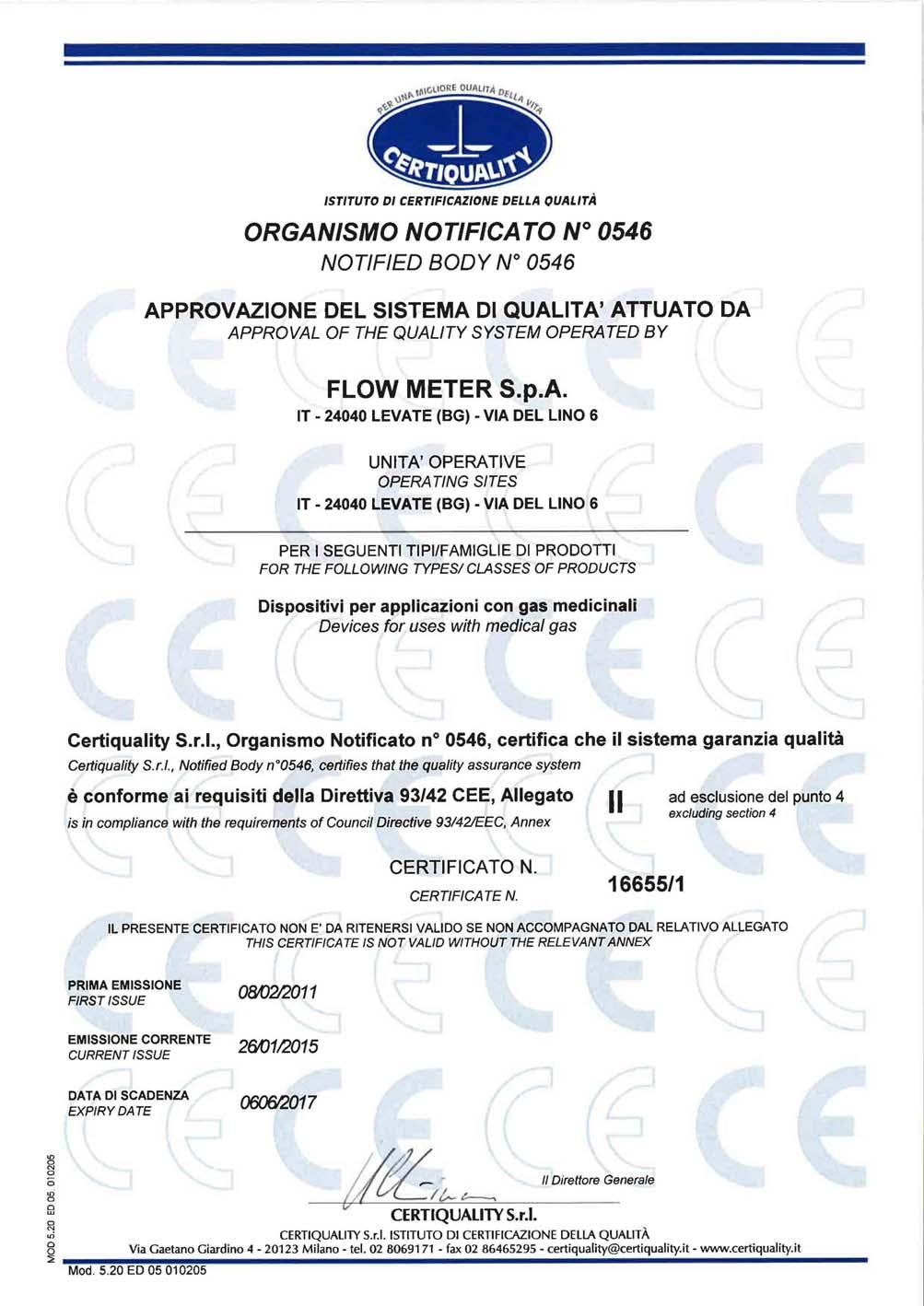 Allegato 02 Certificato di marcatura CE rilasciato