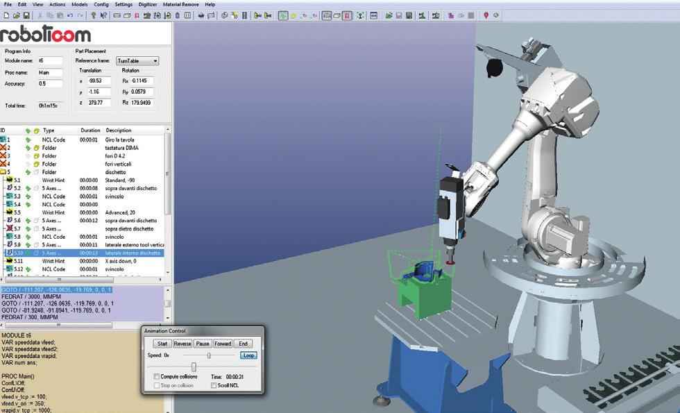 generare il percorso utensile attraverso operazioni CAM ottimizzate per i diversi settori che sfruttano al massimo la flessibilità del robot e della tavola rotante