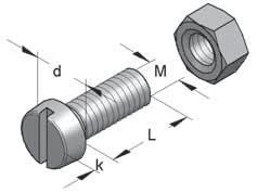 Vite a taglio con testa cilindrica Incluso: Dado secondo DIN EN ISO 4032 Materiale: Acciaio Finitura: Zincatura galvanica (GALV) Classe: 4.