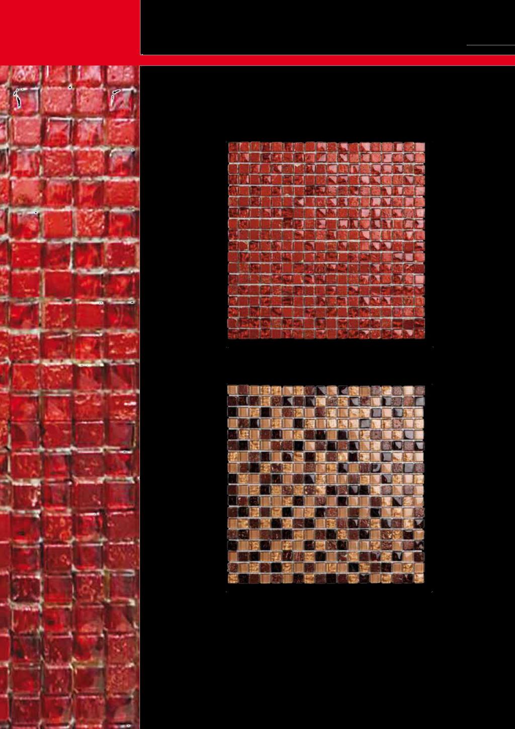 Mosaico Dorato 129 ALBA ROSSO VETRO MARMO 30x30 cm tessere 1,5x1,5