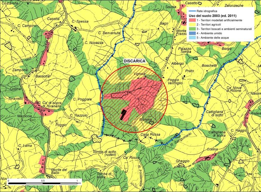 Figura 2.4: Uso del suolo in zona discarica Tre Monti anno 1994 (Regione Emilia-Romagna) Figura 2.
