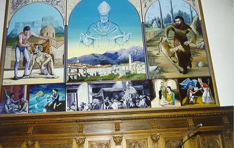 4 Fig. 12 Sulle pareti laterali dell abside si notano le tele dipinte ad olio del sec. XX: Sant Egidio nella Gloria di Emilio Larocca, di Trecchina e (fig.