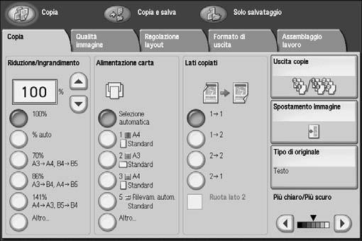 Descrizione generale Spostamento immagine La funzione Spostamento immagine viene utilizzata per il lavori di copia e consente di spostare l'immagine dell'originale in modo che sia posizionata in una