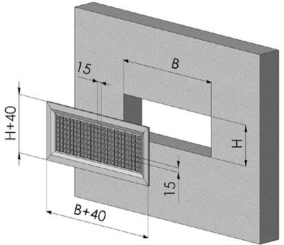 Griglie di ripresa Dimensioni Dimensioni in sezione Dimensioni in 3D Costruzione Come standard costruttivo, le bocchette