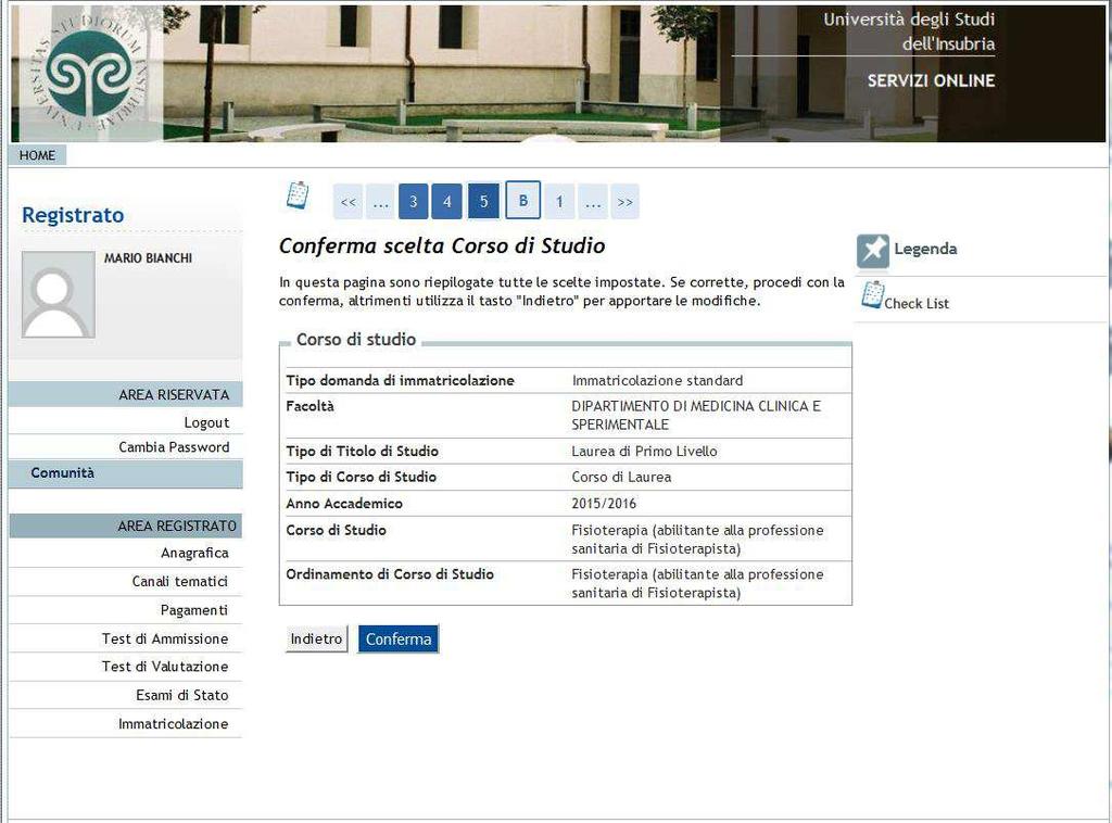 5 verificare i dati inseriti e cliccare su Conferma.