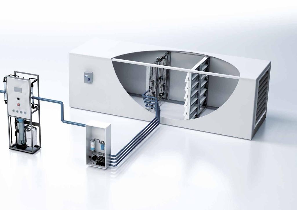 Condair AT2 Osmosi inversa Un impianto di osmosi inversa Condair AT2 rende disponibile l'aria di umidificazione a seconda del fabbisogno.