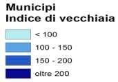 Fig. 3 - Indice di Vecchiaia per municipio.