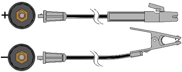 Collegare al terminale (+) il cavo all elettrodo e al terminale (-) il cavo al giunto da saldare.