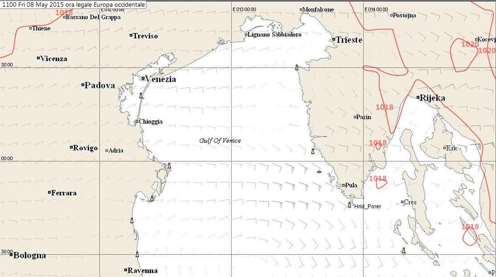 Friday 08 May 2015 11.00LT THE LOCAL WEATHER FORECAST (1) THE «SUGGESTED» ROUTE FOR A 40 FOOT BOAT START - 08 MAGGIO 1100LT 08 MAGGIO 2015 1100LT GRADIENT WIND AT 10 mt.