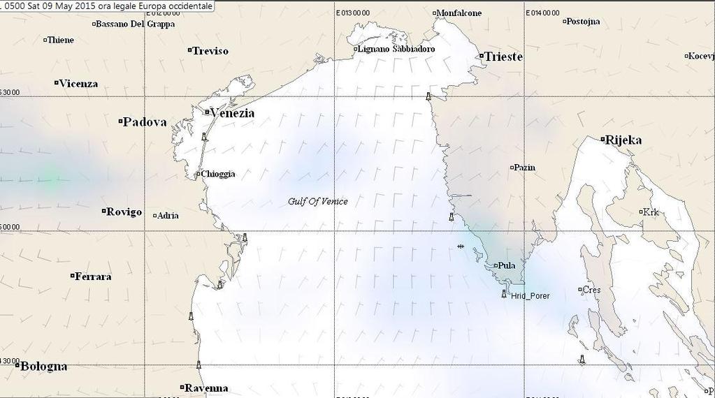 Saturday 09 May 2015 05.00LT THE LOCAL WEATHER FORECAST (4) THE «SUGGESTED» ROUTE FOR A 40 FOOT BOAT 09 MAGGIO 0700LT-0900LT - PREMANTURA 09 MAGGIO 2015 0700LT-0900LT GRADIENT WIND AT 10 mt.