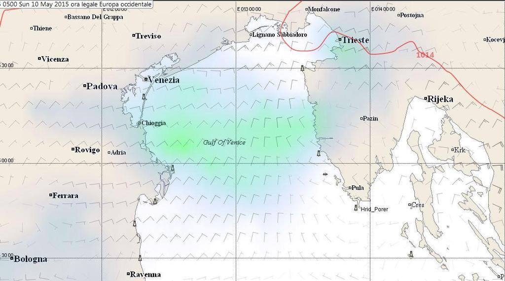 Sunday 10 May 2015 05.00LT THE LOCAL WEATHER FORECAST (8) THE «SUGGESTED» ROUTE FOR A 40 FOOT BOAT 10 MAGGIO 0200LT- 0500LT ROVIGNO/PARENZO 10 MAGGIO 2014 0200LT- 0500LT GRADIENT WIND AT 10 mt.