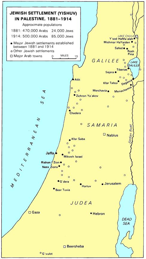 Tra il 1881 e il 1914 la popolazione ebraica in Palestina