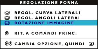 3) Premere il pulsante MENU Compare la finestra ADJUST SHAPE (Regolazione Forma). Viene evidenziato ADJUST SIDE CURVE (Regolazione Curvatura Laterale).