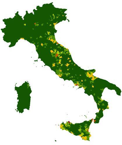 I componenti dell indicatore di rischio naturale Alto alto QUOTA DI POPOLAZIONE basso Basso Minimo 0,0 10,0 20,0 30,0 40,0 50,0 60,0 sisma