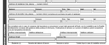 La modulistica prevista dall INAIL è in triplice copia: - la copia per il lavoratore affetto da malattia professionale e la copia per l INAIL sono complete di