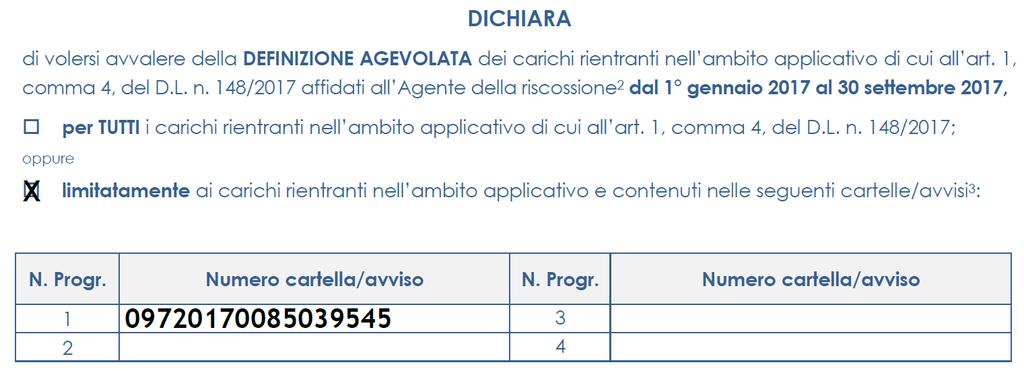 148/2017, è necessario barrare l apposita casella e indicare il numero di riferimento.