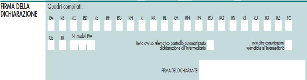 Nella sezione Firma della dichiarazione, la casella Invio altre comunicazioni telematiche all intermediario contiene l indicazione della richiesta del contribuente che le comunicazioni riguardanti