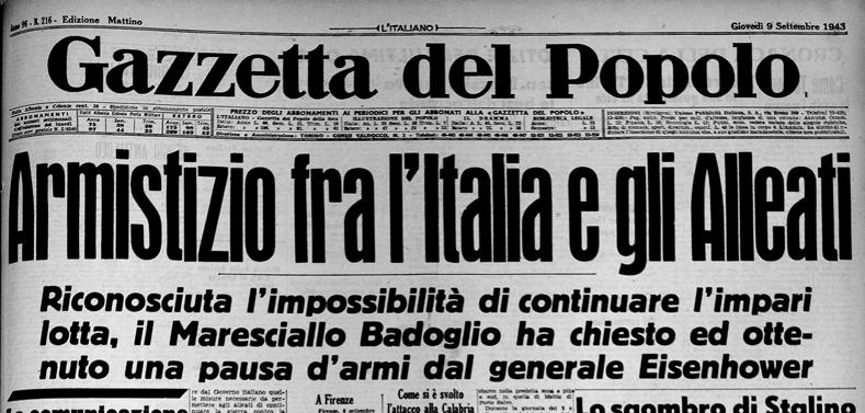 Annuncio dell Armistizio tra Italia e gli