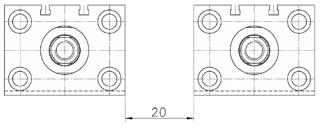 Nel caso di montaggio ravvicinato di cilindri magnetici con relativi finecorsa, la distanza tra loro deve essere di almeno 20 mm.