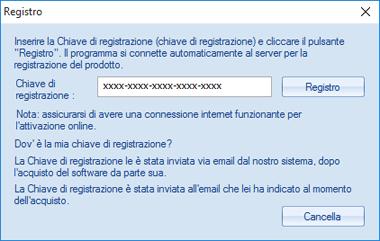 Il software comunicherà automaticamente al server la licenza per verificare il codice inserito.