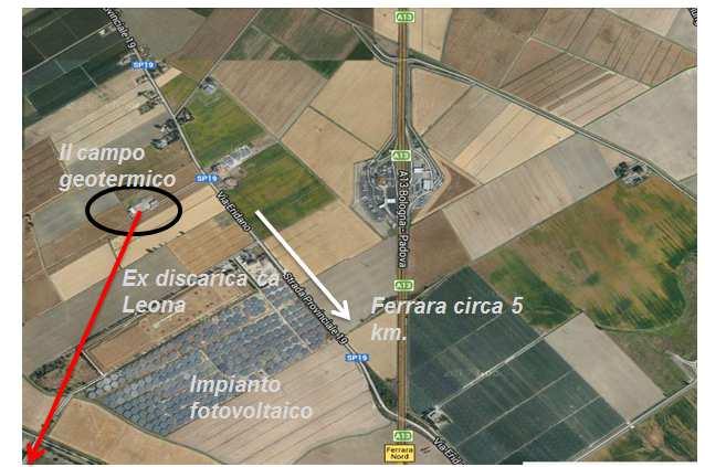 La fonte geotermica - caratteristiche il campo geotermico è a Nord Ovest della città di Ferrara a circa 3 km da essa in aperta campagna a coltivazione