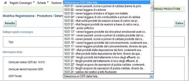 Sezione "Registro cronologico"