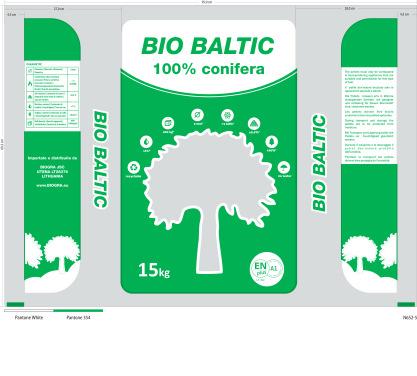 PELLET BIO BALTIC 100% CONIFERA PELLET: 100% Conifera PROVENIENZA: Lituania POTERE CALORICO: 4,9 kwh/kg CENERI: Inferiori a 0,2 %