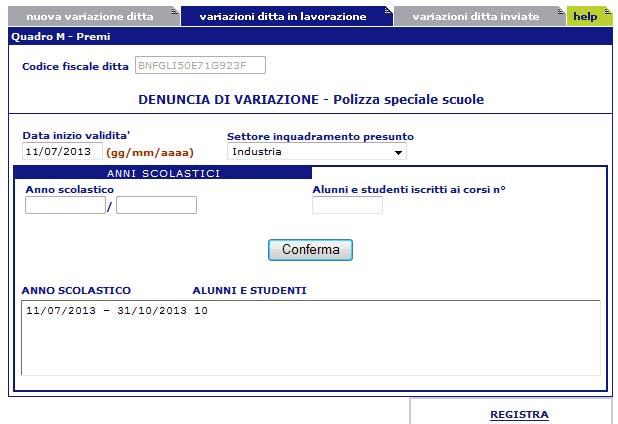 Figura 24 In caso di errori, è possibile selezionare nuovamente la riga che si vuole modificare e procedere alla modifica del dato inserito confermandolo nuovamente per salvarlo.