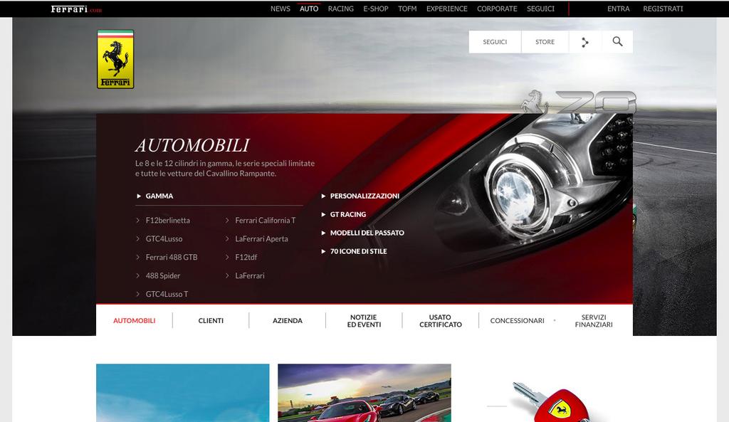IL COLORE ALL INTERNO DI UN IDENTITÀ VISIVA I siti del gruppo Ferrari: il Rosso