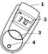 1.5. Uso 1. Sensore lente 2. LCD 3. Tasto misurazione 4.