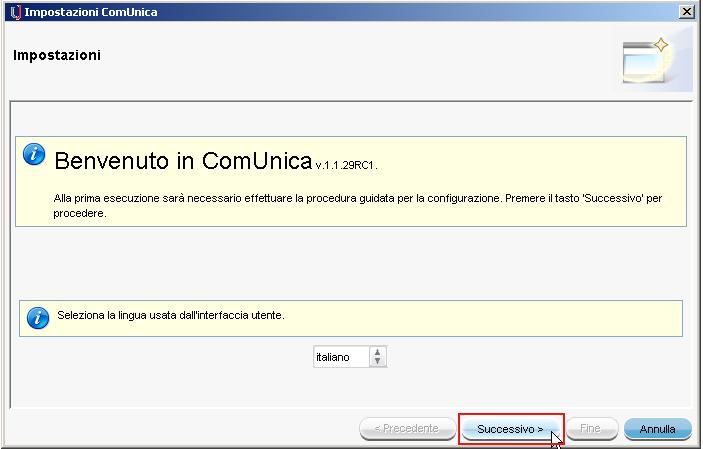 Ai successivi avvii vengono mantenute le impostazioni utente iniziali che comunque possono essere modificate in ogni momento tramite la funzione