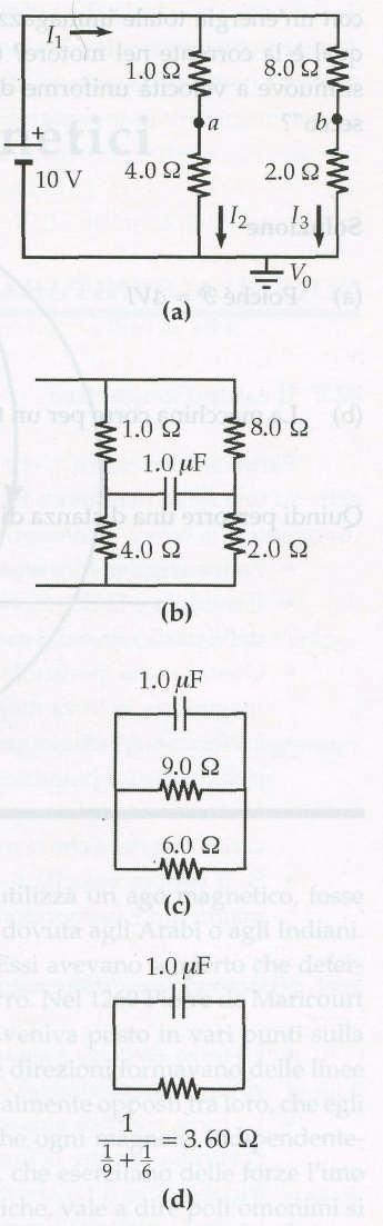 ridotto ai circuiti equivalenti (c) e (d).
